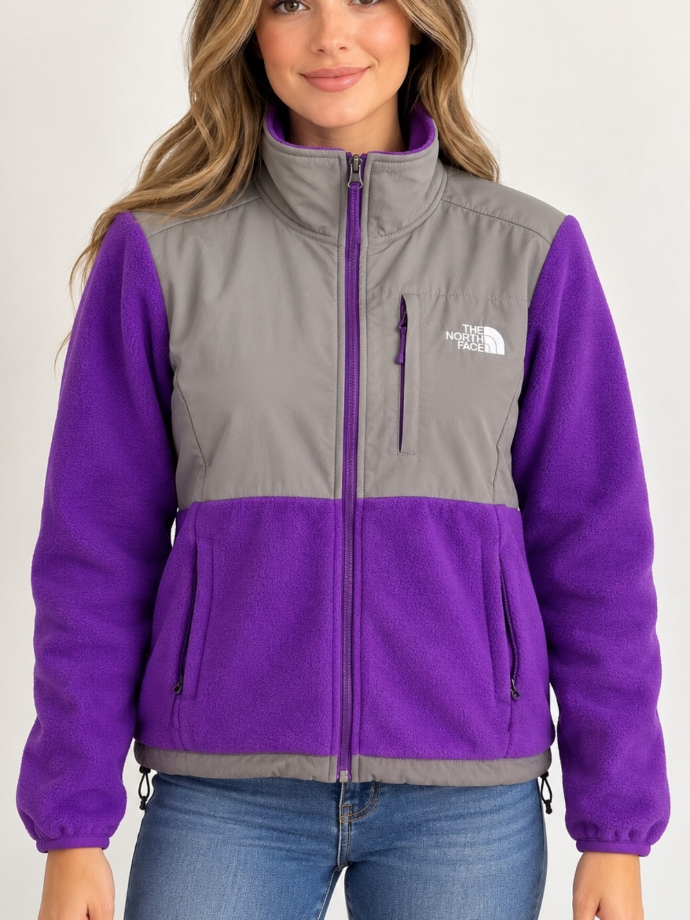 THE NORTH FACE Women’s Fleece Full Zip Jacket Purple Gray Size S